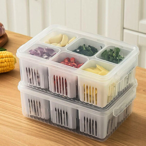 6 Grid Fridge Storage Box. Food Vegetable Fruit Storage Box.