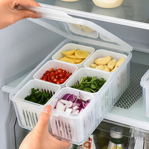 6 Grid Fridge Storage Box. Food Vegetable Fruit Storage Box.